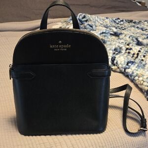 Kate Spade Staci Dome Backpack Black Saffiano Leather Bag**